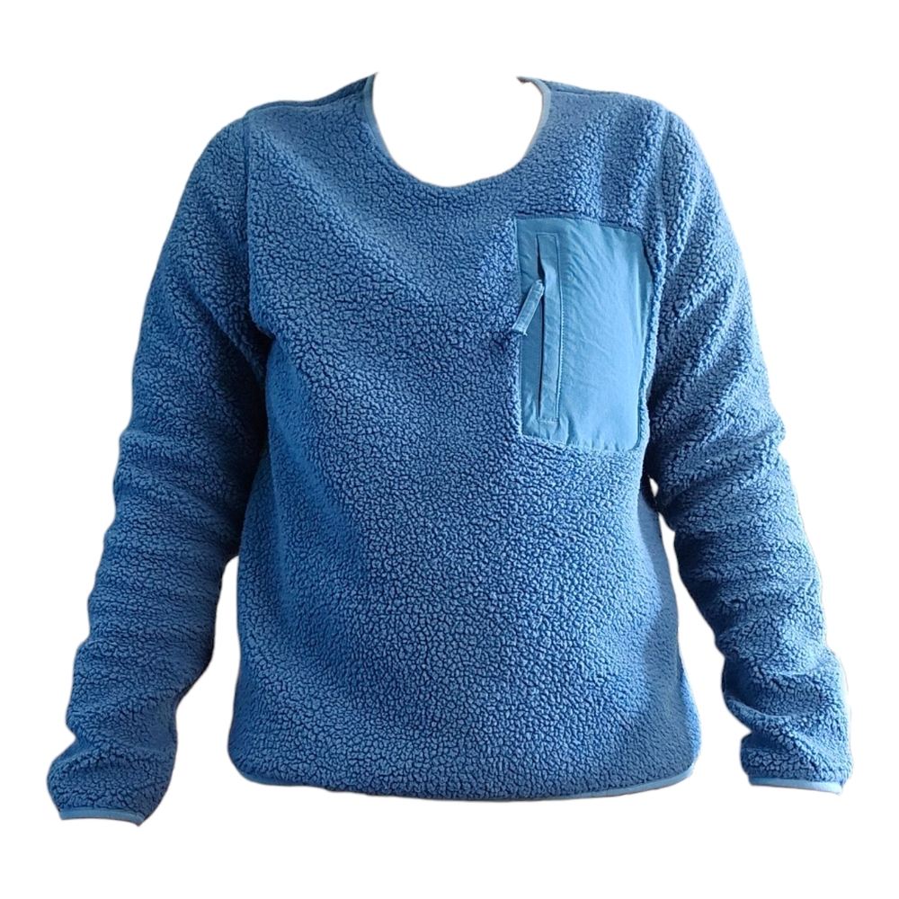 Duluth Trading Womens Blue Fleece Pullover, Excellent, WARM Sherpa Sweatshirt